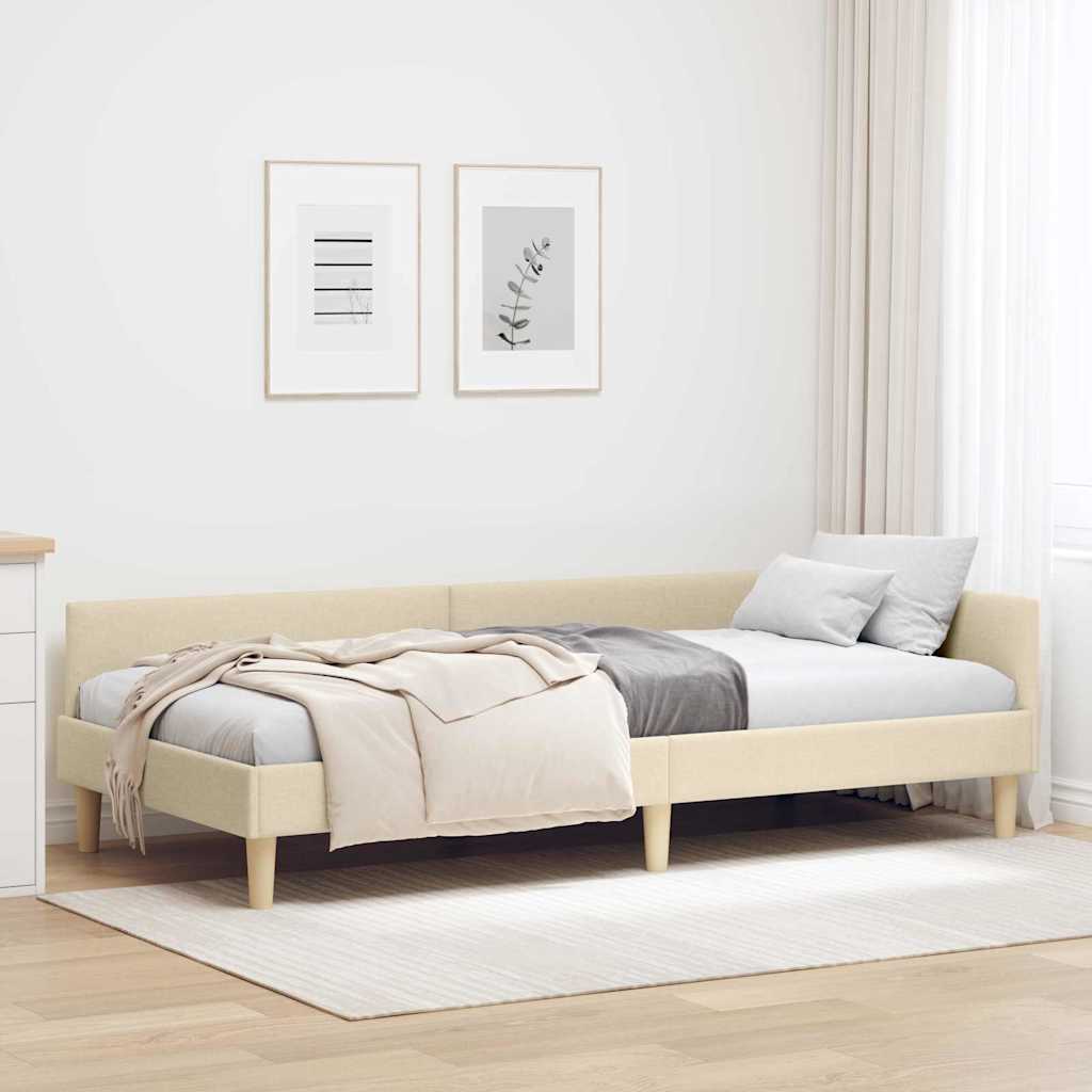 Κρεβάτι Γωνίας Κρεμ 90 x 200 cm ύφασμα - Pakobazaar