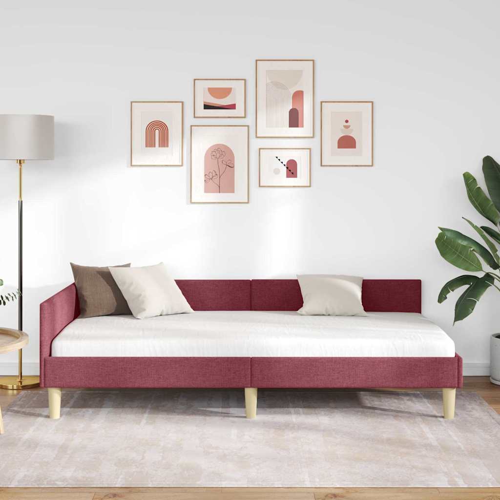 Κρεβάτι Γωνίας Κόκκινο 100 x 200 cm ύφασμα