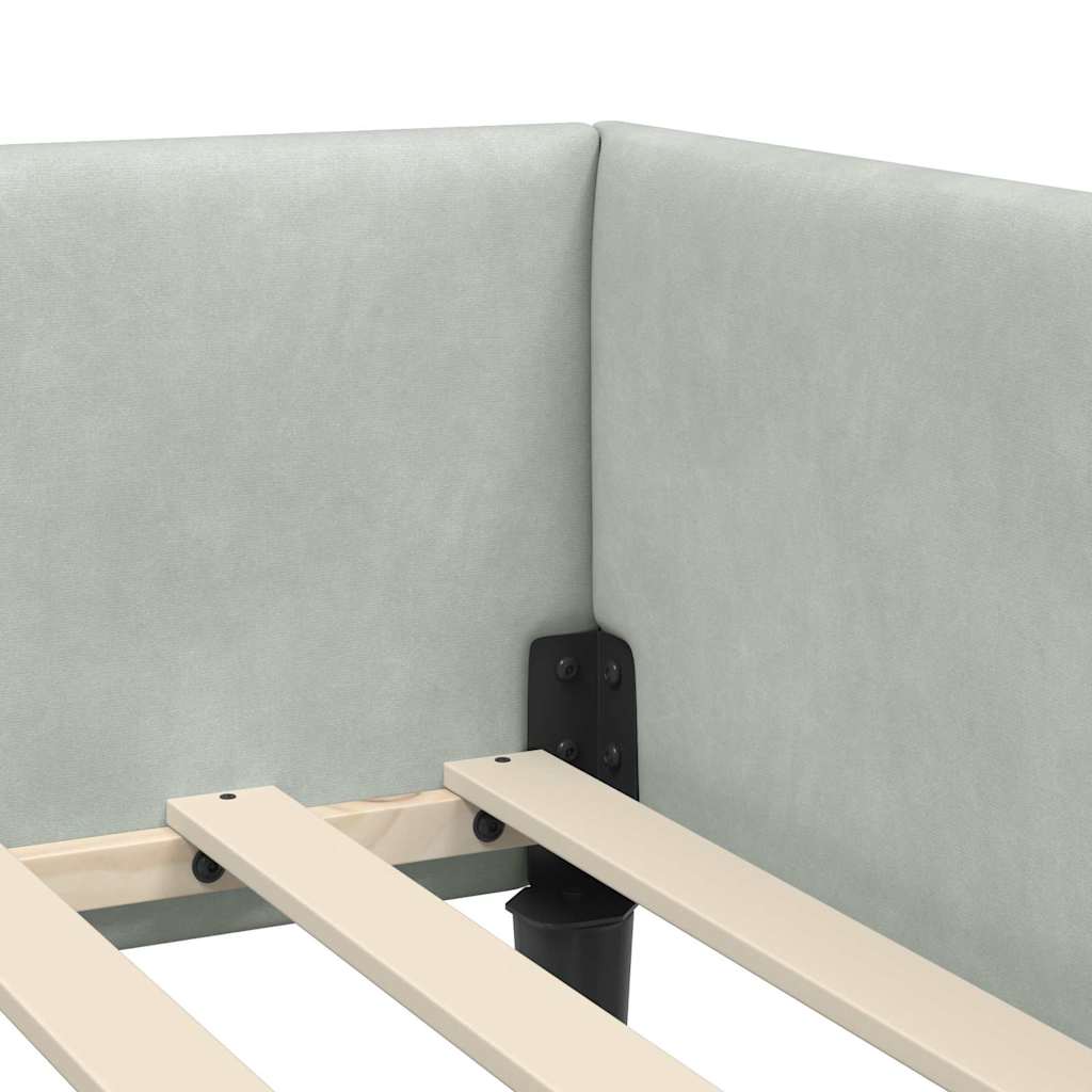 Κρεβάτι Γωνίας με κεφαλάρι Ανοιχτό γκρι 90 εκ x 200 εκ - Pakobazaar