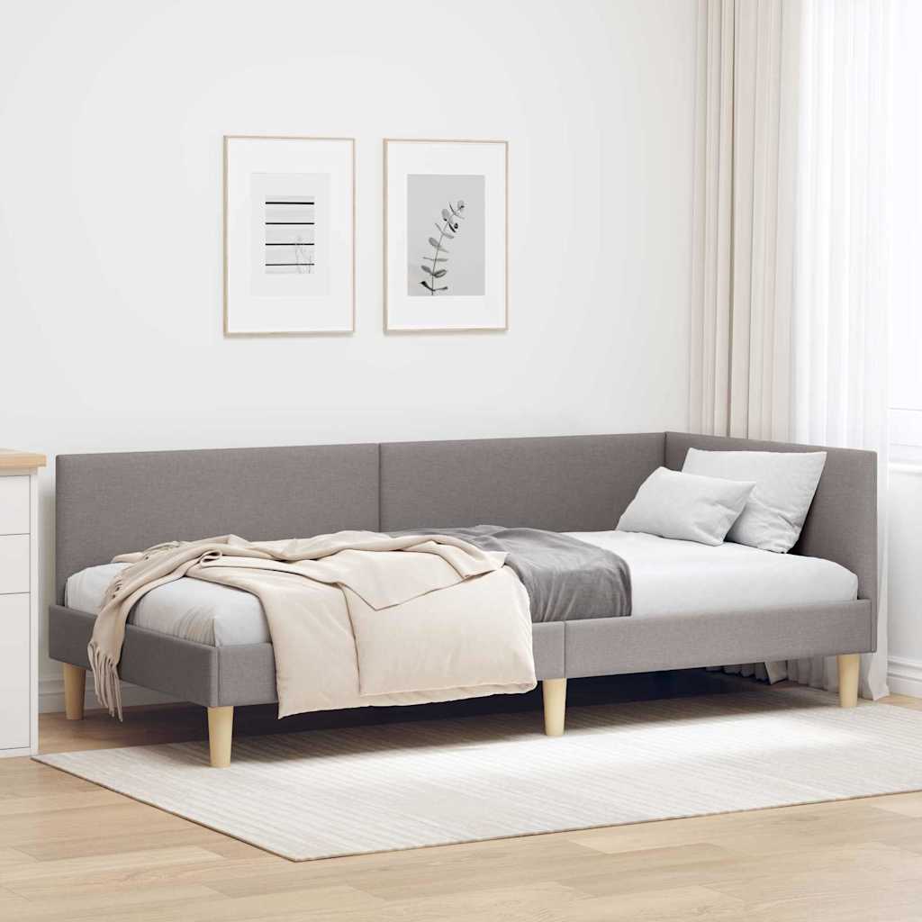 Κρεβάτι Γωνίας Taupe 80 εκ x 200 εκ Ύφασμα και Κόντρα Πλακέ