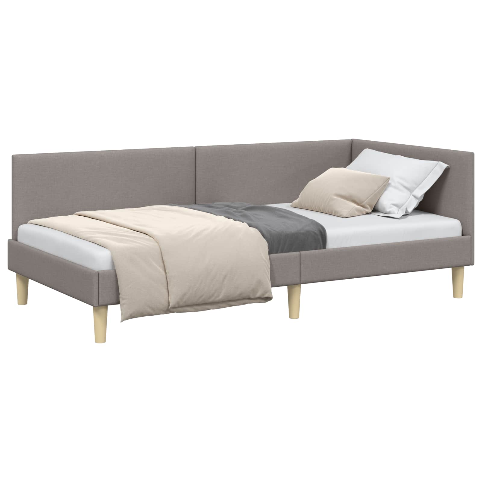 Κρεβάτι Γωνίας Taupe 80 εκ x 200 εκ Ύφασμα και Κόντρα Πλακέ
