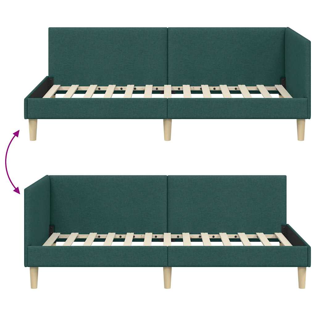 Κρεβάτι Γωνίας με κεφαλάρι Σκούρο Πράσινο 100 εκ x 200 εκ - Pakobazaar