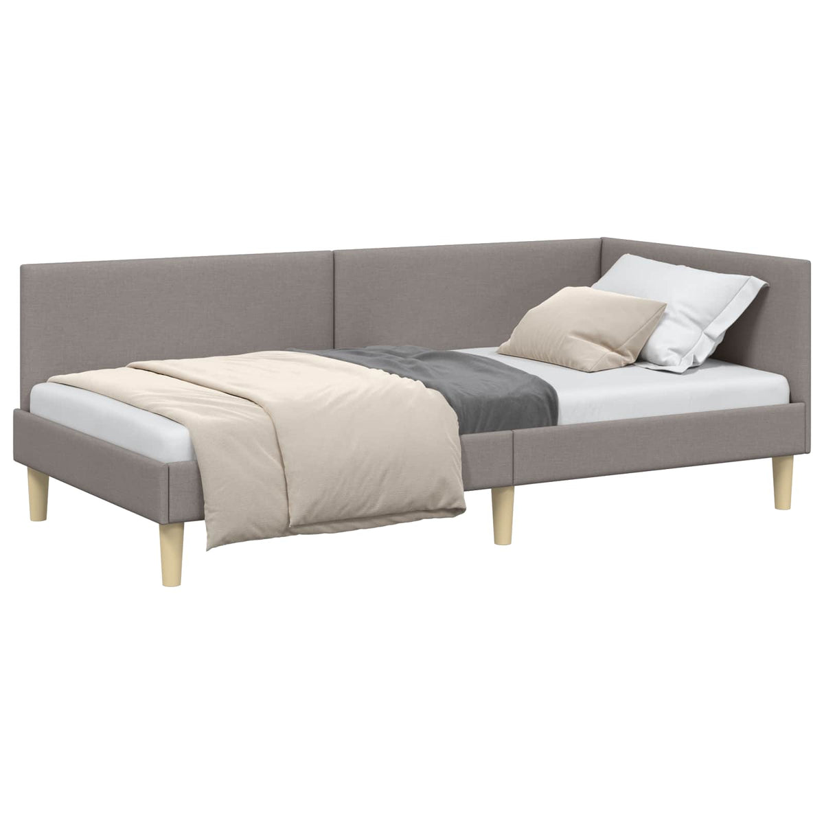 Κρεβάτι Γωνίας Taupe 100 x 200 cm Ύφασμα - Pakobazaar