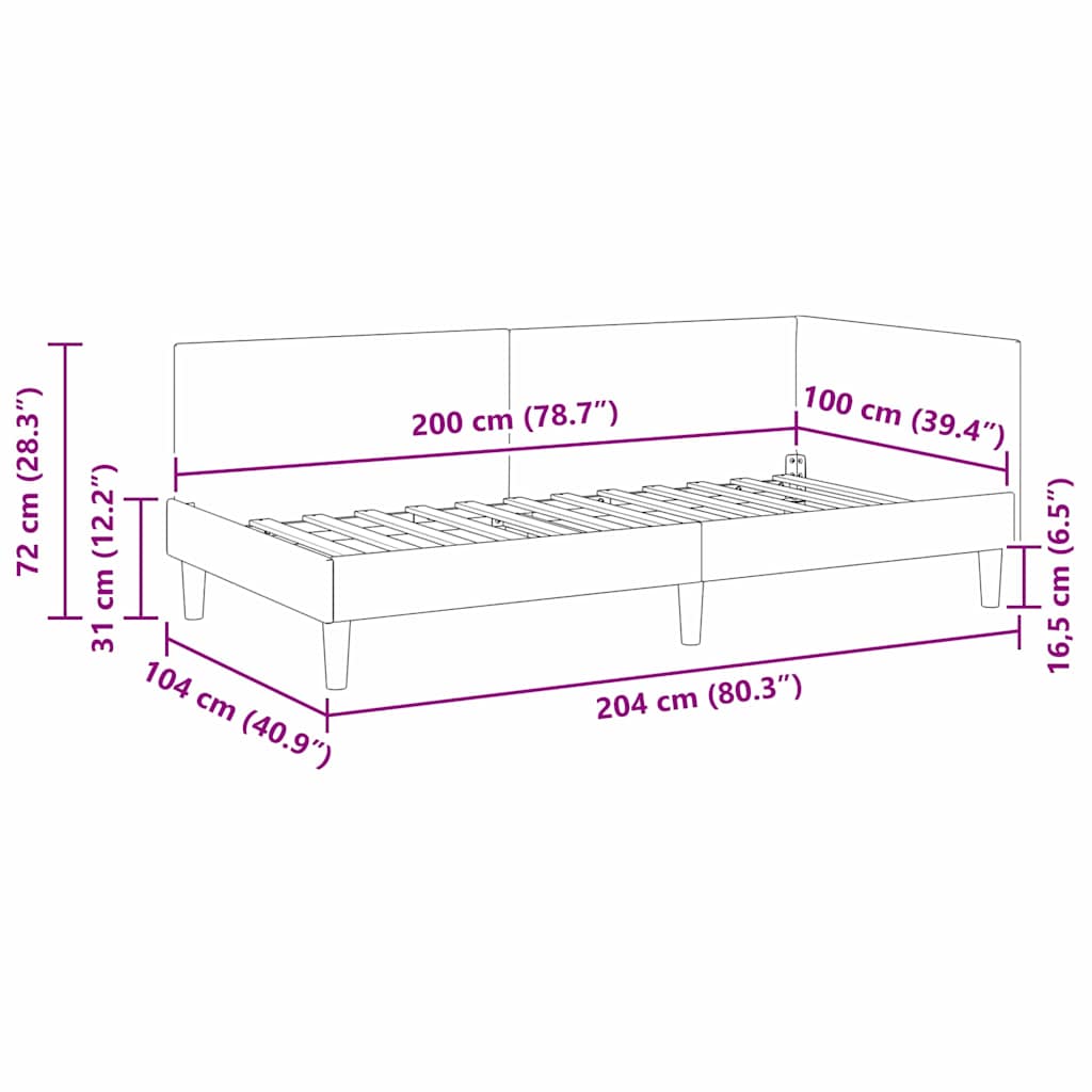 Κρεβάτι Γωνίας Taupe 100 εκ x 200 εκ Ύφασμα και Κόντρα Πλακέ - Pakobazaar