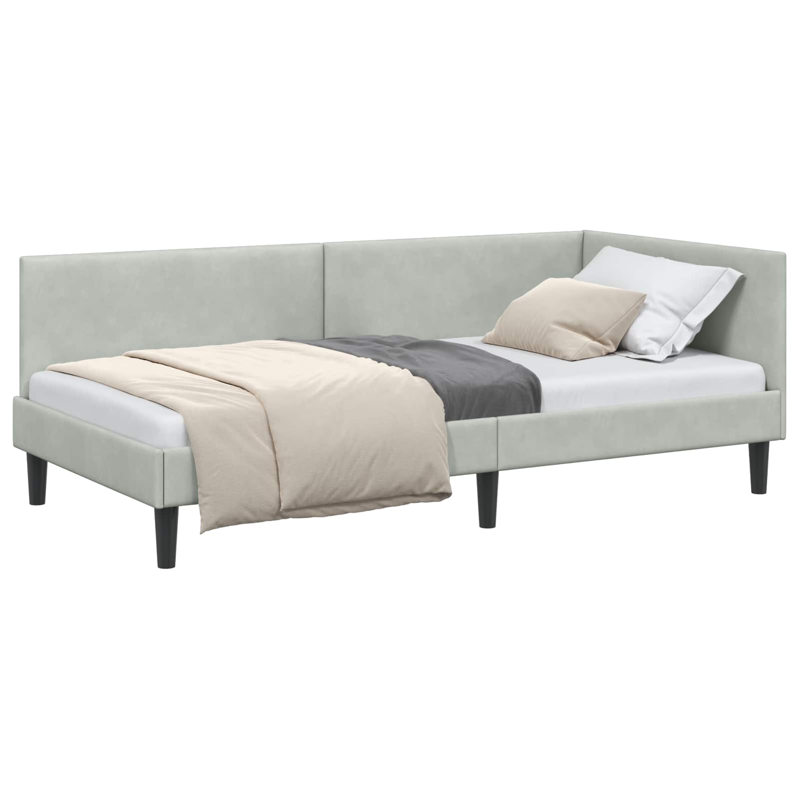 Κρεβάτι Γωνίας με κεφαλάρι Ανοιχτό γκρι 80 εκ x 200 εκ Βελούδο - Pakobazaar