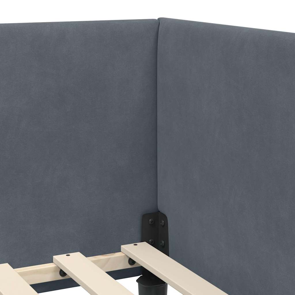 Κρεβάτι Γωνίας με κεφαλάρι Σκούρο Γκρι 100 εκ x 200 εκ Βελούδο - Pakobazaar