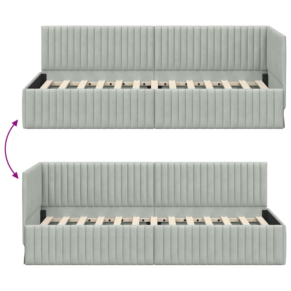 Κρεβάτι Γωνίας με κεφαλάρι Ανοιχτό γκρι 80 εκ x 200 εκ Βελούδο - Pakobazaar