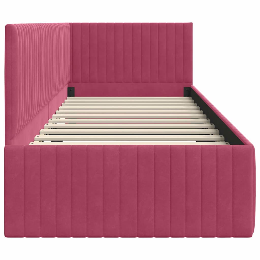 Κρεβάτι Γωνίας με κεφαλάρι Κόκκινο 80 εκ x 200 εκ Βελούδο