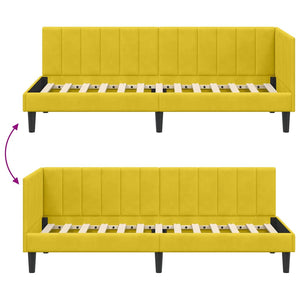 Κρεβάτι Γωνίας με κεφαλάρι Κίτρινο 80 εκ x 200 εκ Βελούδο