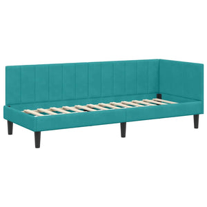 Κρεβάτι Γωνίας με κεφαλάρι Τιρκουάζ 80 εκ x 200 εκ Βελούδο