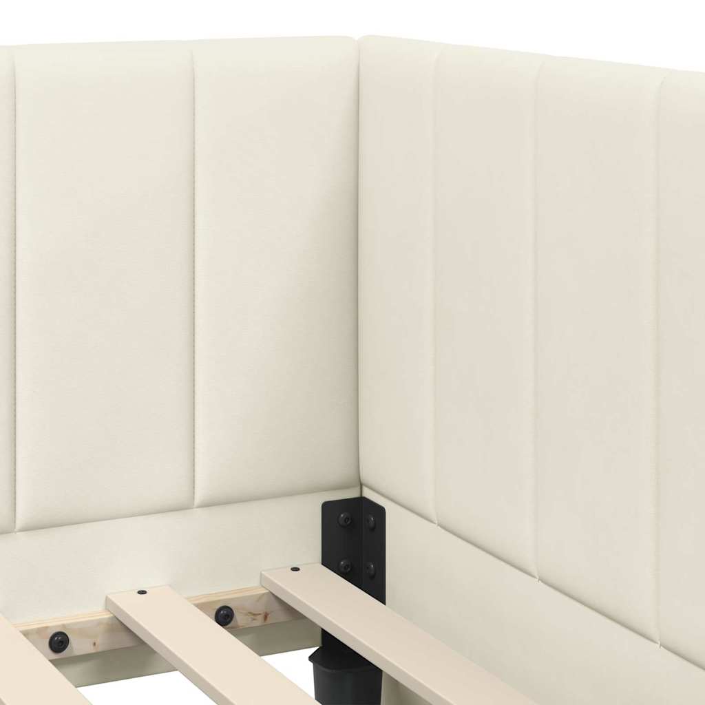 Κρεβάτι Γωνίας με κεφαλάρι Κρεμ 100 εκ x 200 εκ Βελούδο - Pakobazaar