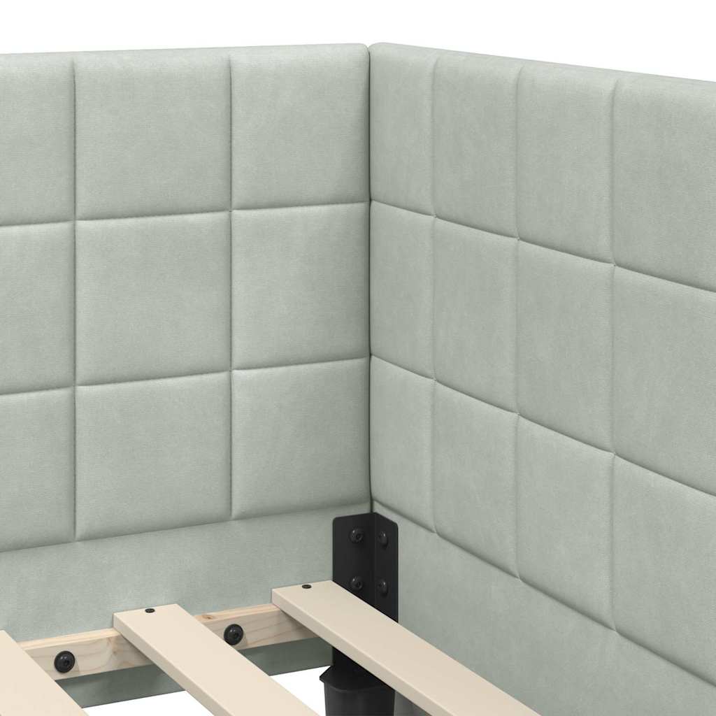 Κρεβάτι Γωνίας με κεφαλάρι Ανοιχτό γκρι 80 εκ x 200 εκ Βελούδο