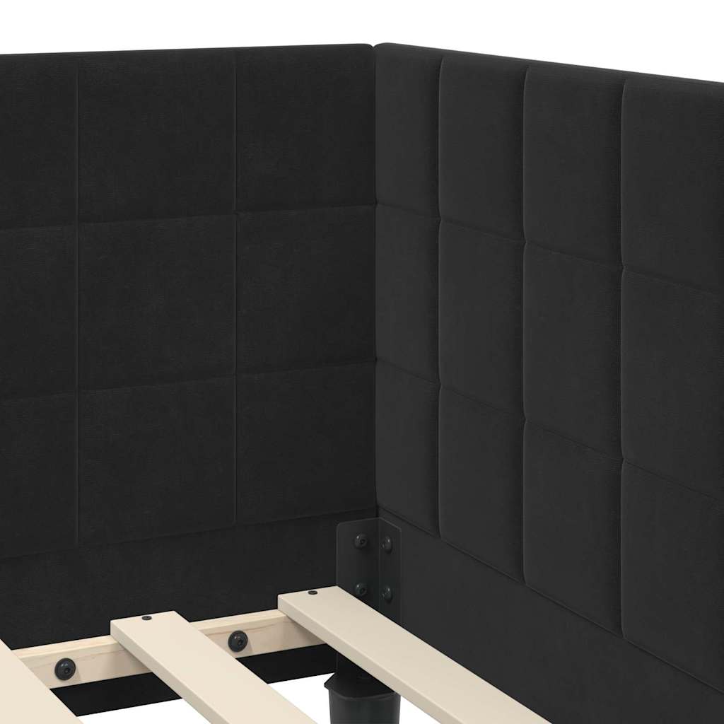 Κρεβάτι Γωνίας με κεφαλάρι Μαύρο 100 εκ x 200 εκ Βελούδο - Pakobazaar