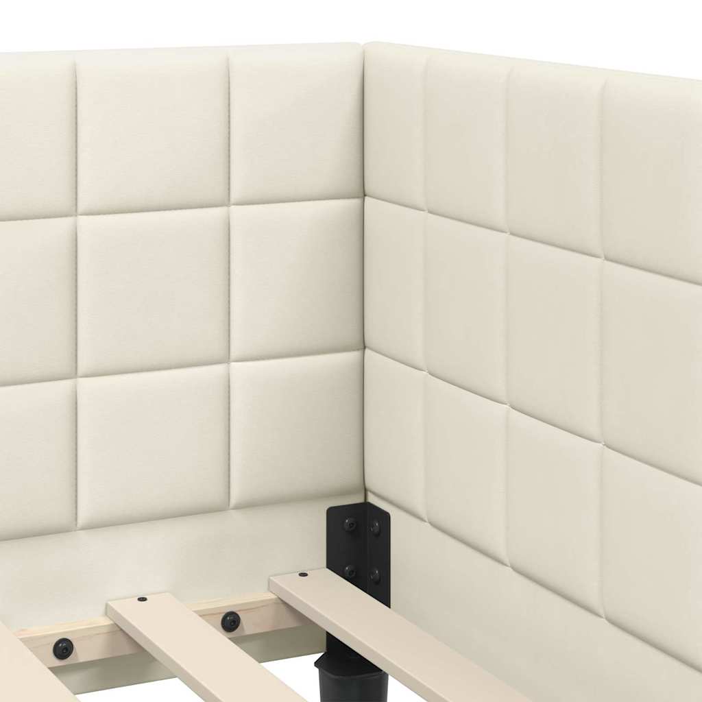 Κρεβάτι Γωνίας με κεφαλάρι Κρεμ 90 εκ x 190 εκ Βελούδο