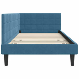Κρεβάτι Γωνίας με κεφαλάρι Μπλε 90 εκ x 200 εκ Βελούδο - Pakobazaar