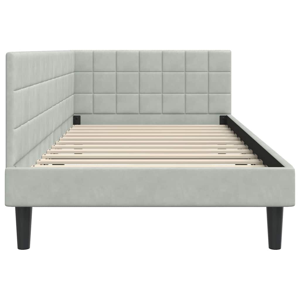 Κρεβάτι Γωνίας με κεφαλάρι Ανοιχτό γκρι 90 εκ x 200 εκ Βελούδο
