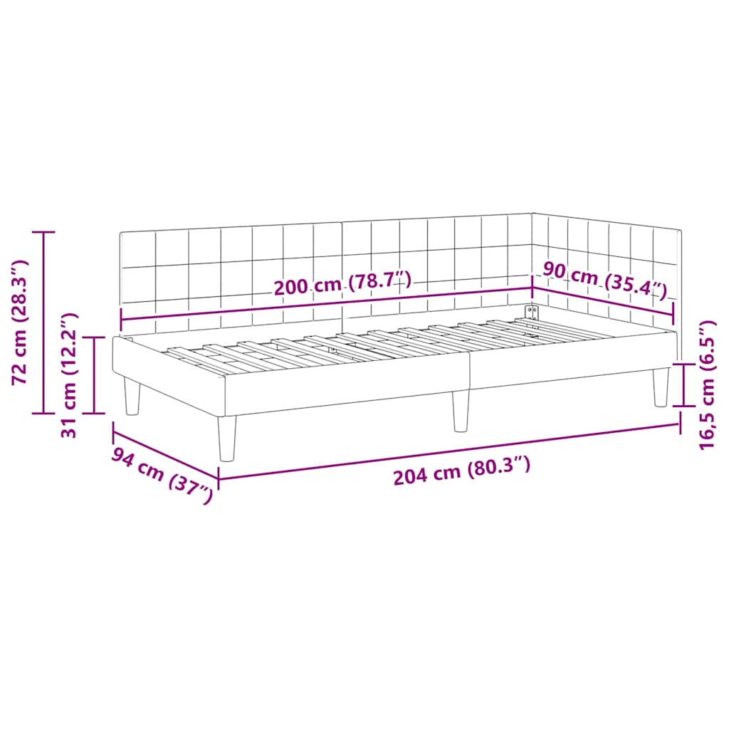Κρεβάτι Γωνίας Ροζ 90 x 200 cm Βελούδο - Pakobazaar