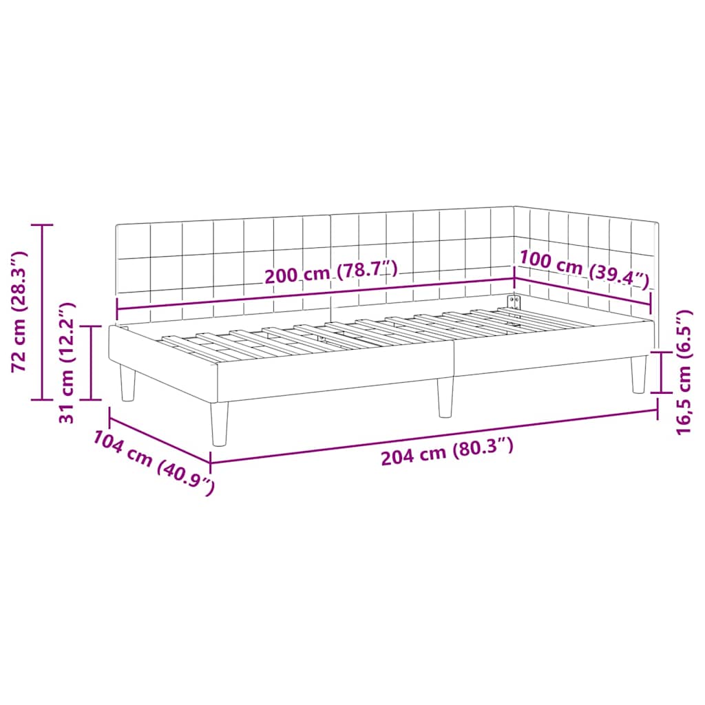 Κρεβάτι Γωνίας με κεφαλάρι Ροζ 100 εκ x 200 εκ Βελούδο