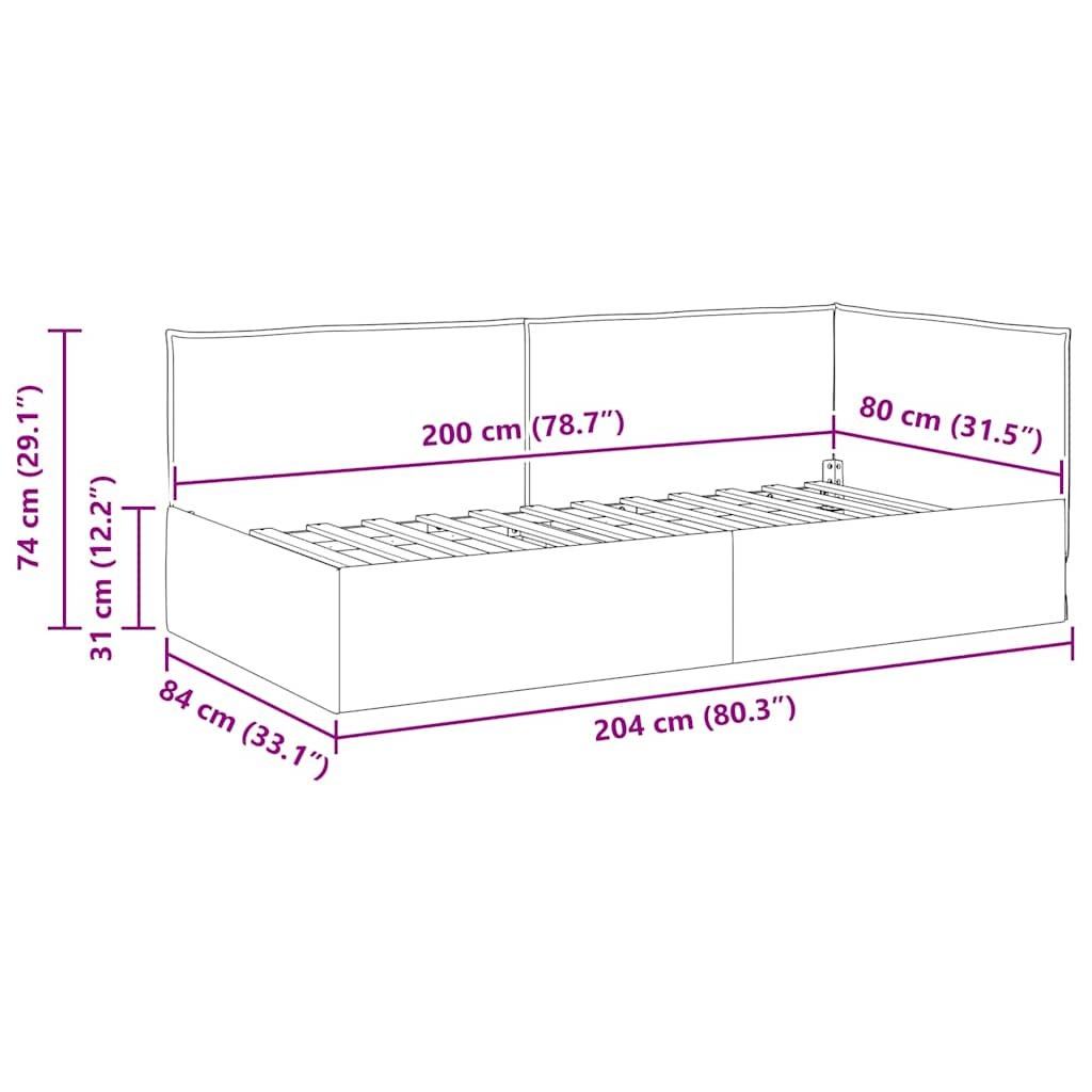 Κρεβάτι Γωνίας με κεφαλάρι Ανοιχτό γκρι 80 x 200 cm ύφασμα - Pakobazaar