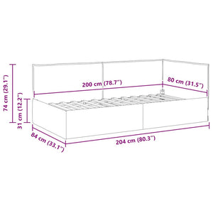 Κρεβάτι Γωνίας με κεφαλάρι Ανοιχτό γκρι 80 x 200 cm ύφασμα - Pakobazaar