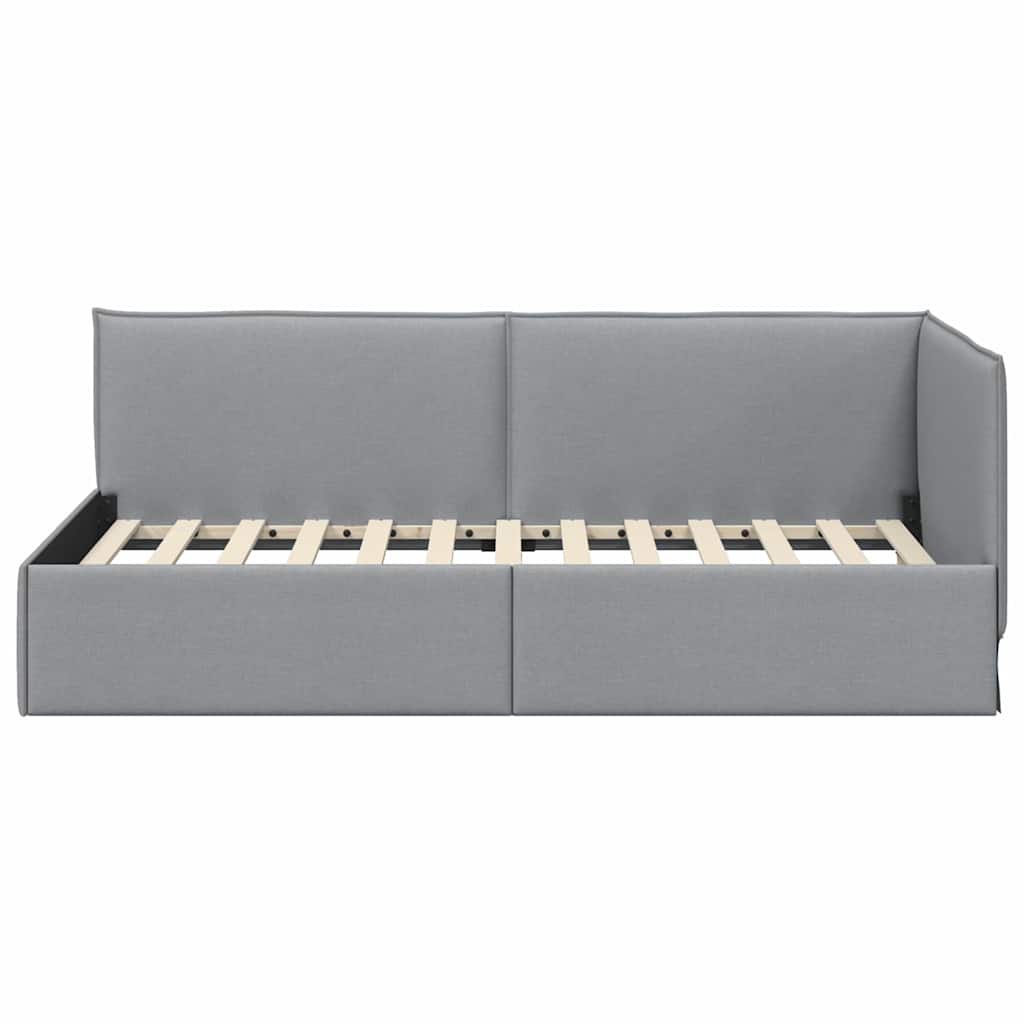 Κρεβάτι Γωνίας με κεφαλάρι Ανοιχτό γκρι 90 x 190 cm ύφασμα