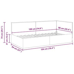 Κρεβάτι Γωνίας με κεφαλάρι Ανοιχτό γκρι 90 x 190 cm ύφασμα