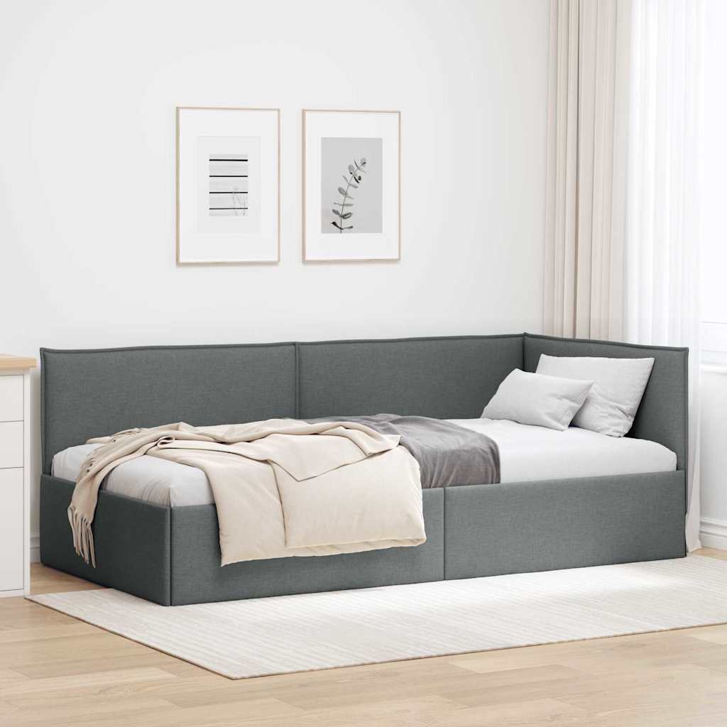 Κρεβάτι Γωνίας με κεφαλάρι Σκούρο Γκρι 90 x 190 cm ύφασμα