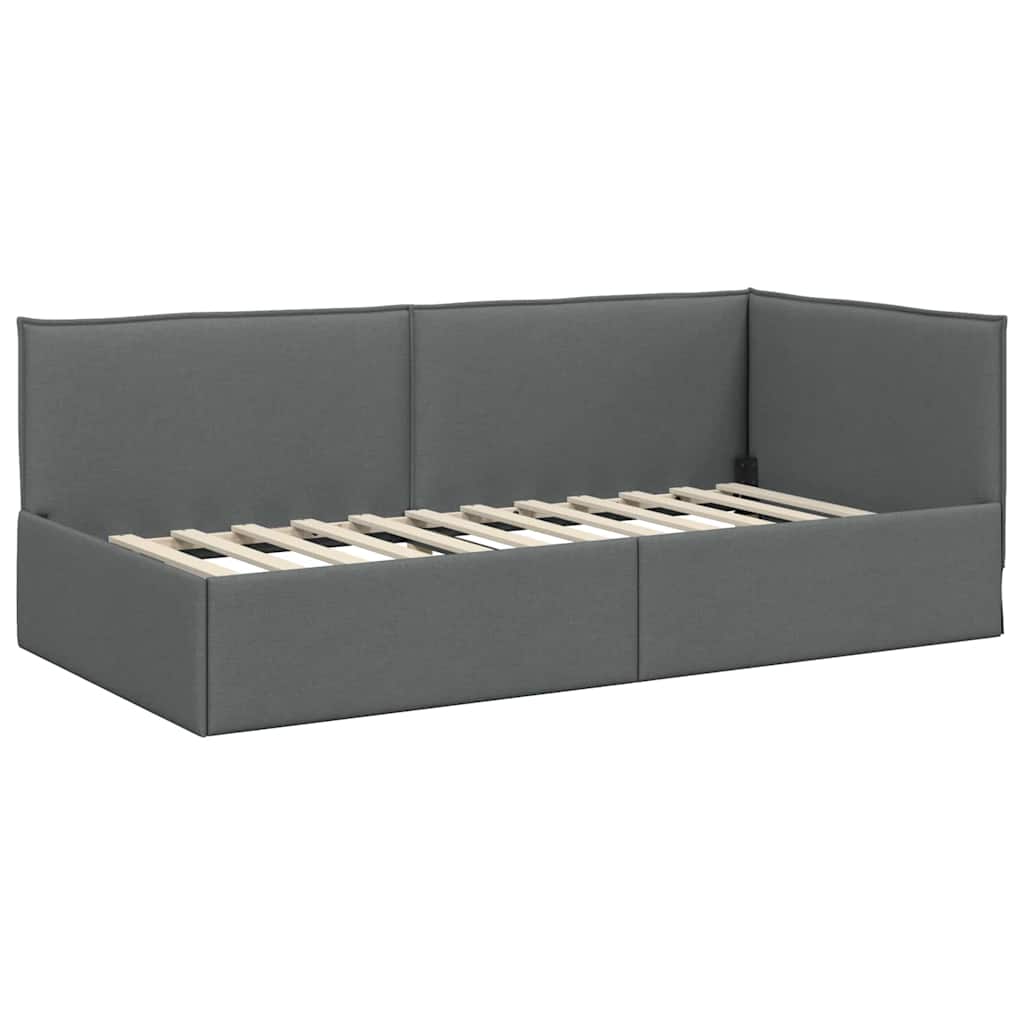 Κρεβάτι Γωνίας με κεφαλάρι Σκούρο Γκρι 90 x 190 cm ύφασμα