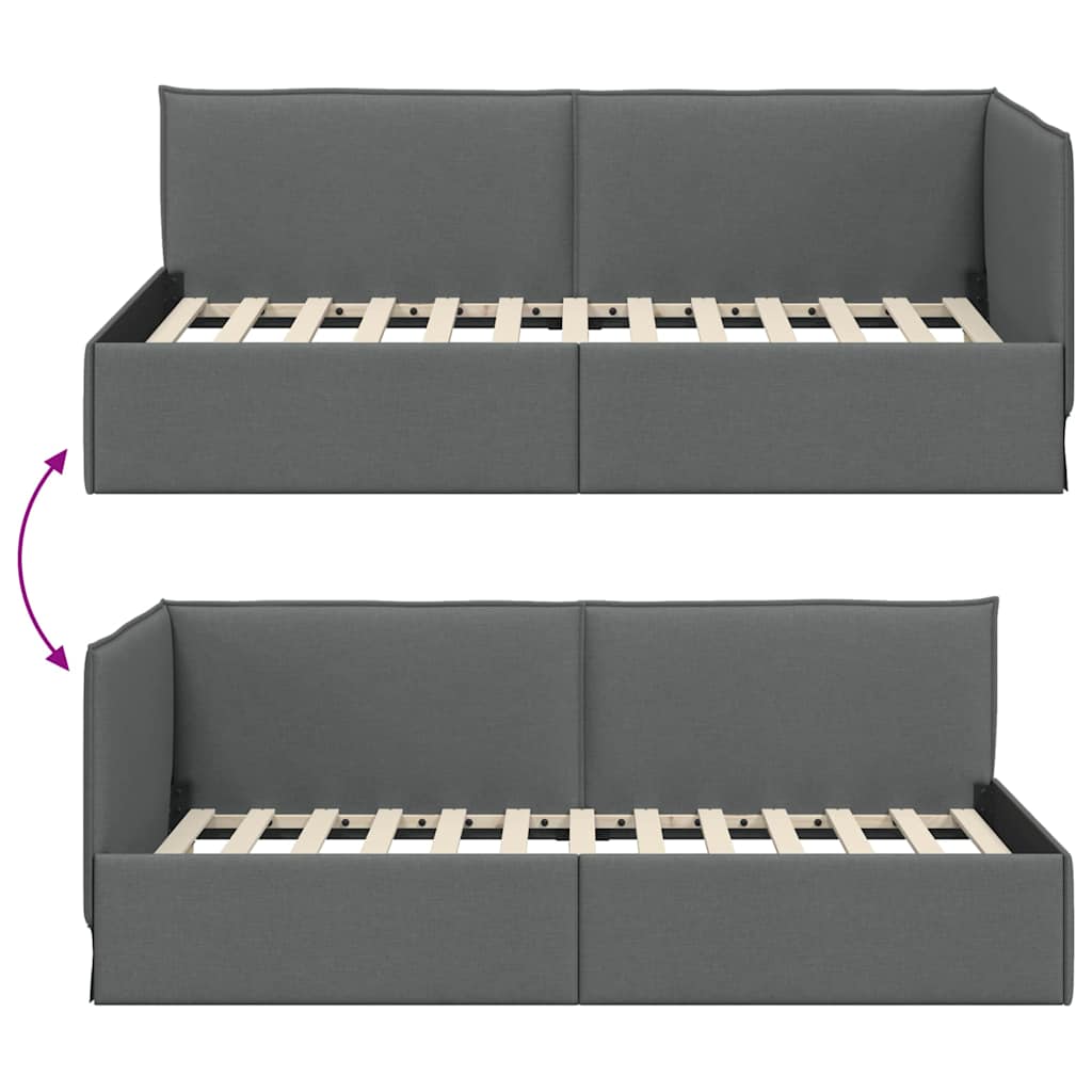 Κρεβάτι Γωνίας με κεφαλάρι Σκούρο Γκρι 90 x 190 cm ύφασμα