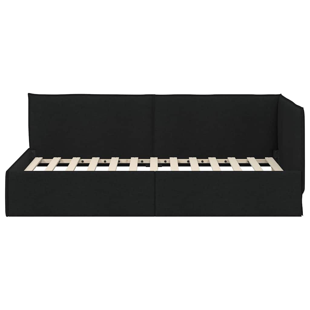 Κρεβάτι Γωνίας με κεφαλάρι Μαύρο 90 x 190 cm ύφασμα - Pakobazaar