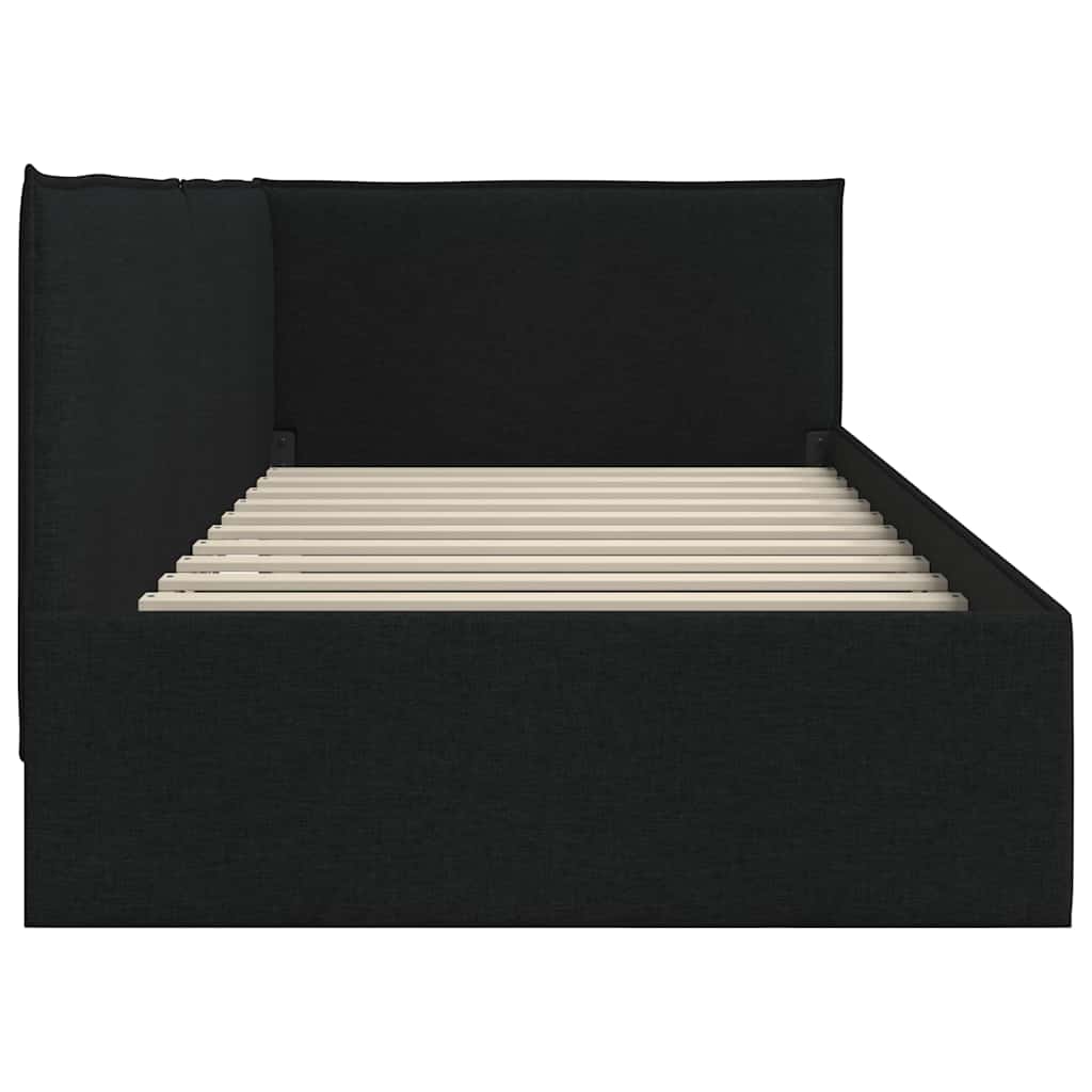 Κρεβάτι Γωνίας με κεφαλάρι Μαύρο 90 x 190 cm ύφασμα - Pakobazaar