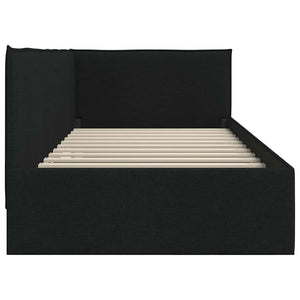 Κρεβάτι Γωνίας με κεφαλάρι Μαύρο 90 x 190 cm ύφασμα - Pakobazaar