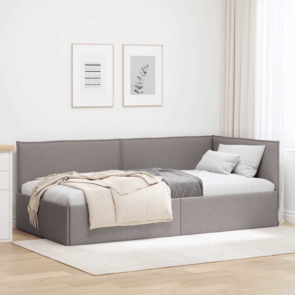 Κρεβάτι Γωνίας με κεφαλάρι Taupe 90 x 190 cm ύφασμα