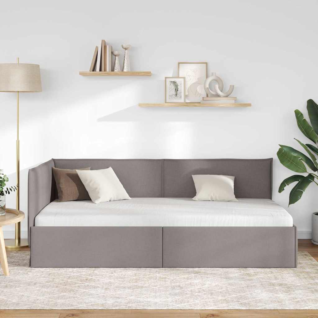 Κρεβάτι Γωνίας με κεφαλάρι Taupe 90 x 190 cm ύφασμα
