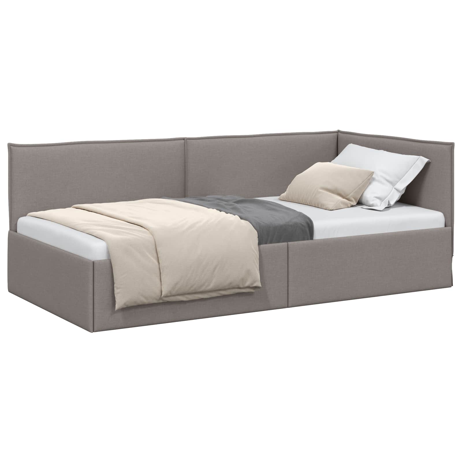 Κρεβάτι Γωνίας με κεφαλάρι Taupe 90 x 190 cm ύφασμα