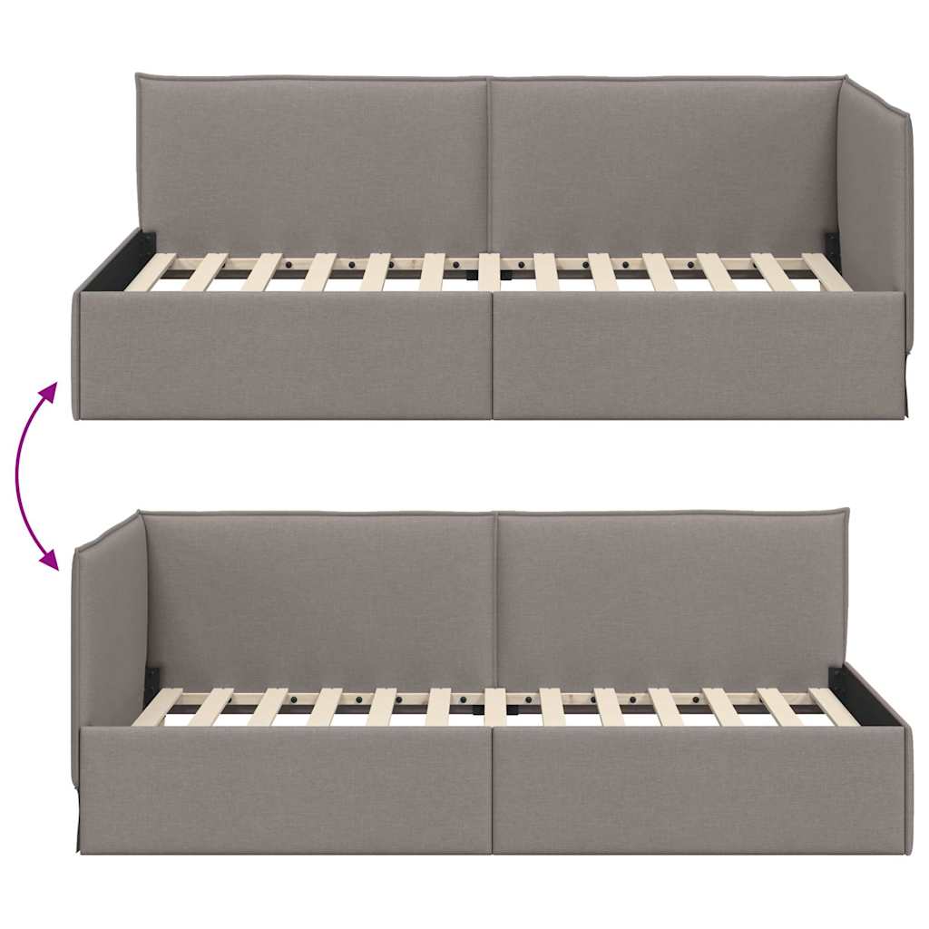 Κρεβάτι Γωνίας με κεφαλάρι Taupe 90 x 190 cm ύφασμα