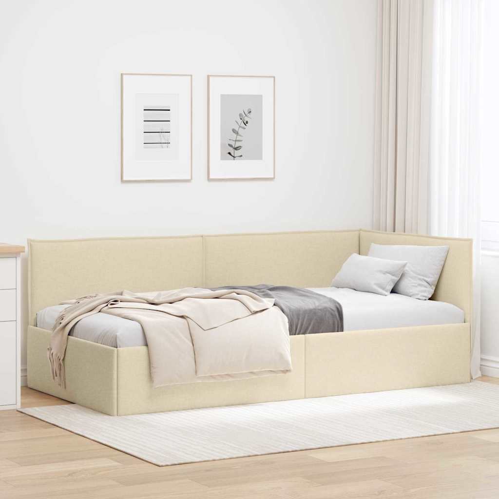 Κρεβάτι Γωνίας με κεφαλάρι Κρεμ 90 x 200 cm ύφασμα
