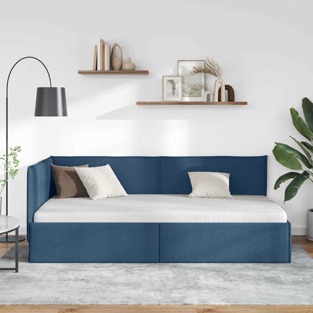 Κρεβάτι Γωνίας με κεφαλάρι Μπλε 90 x 200 cm ύφασμα
