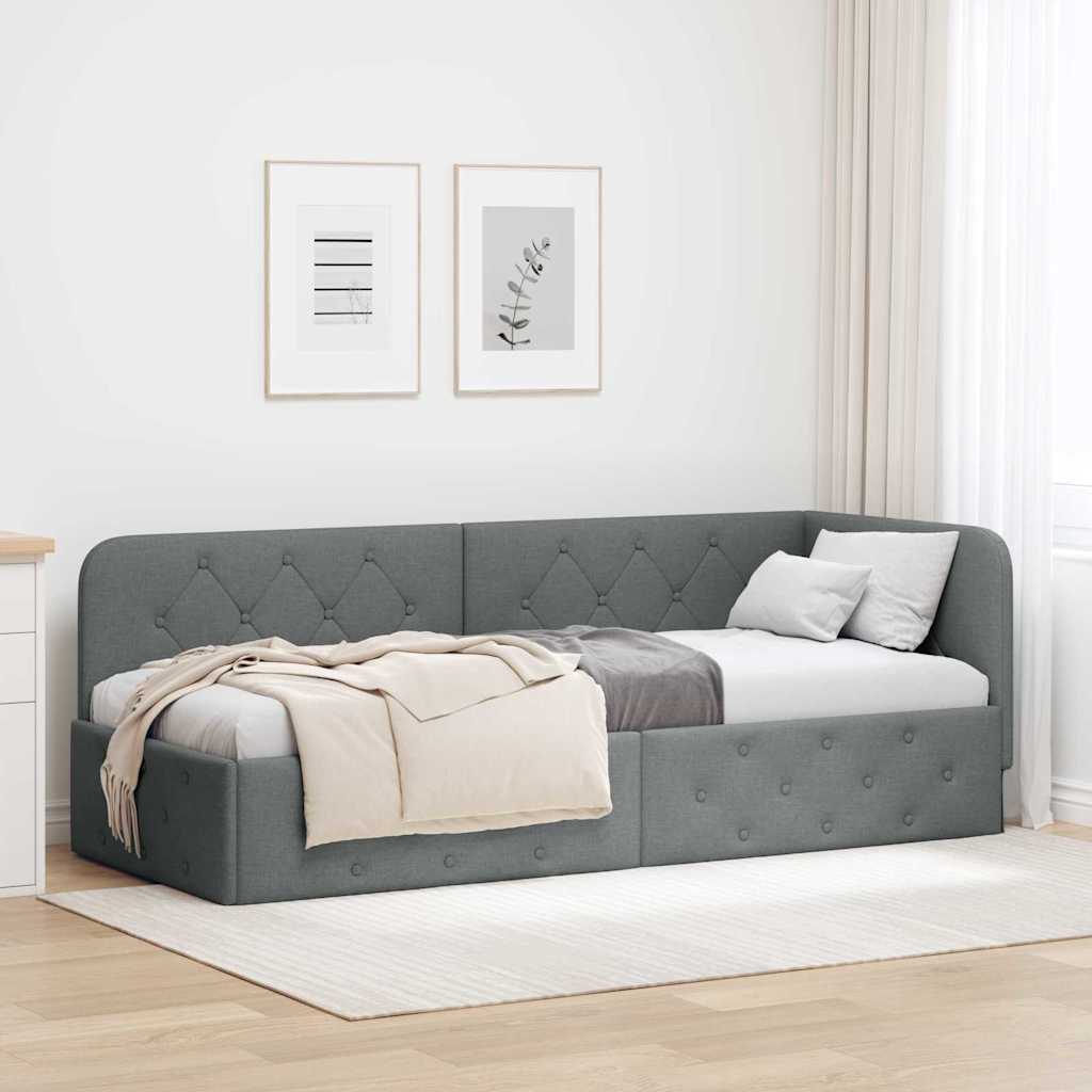 Κρεβάτι Γωνίας Σκούρο Γκρι 80 x 200 cm ύφασμα