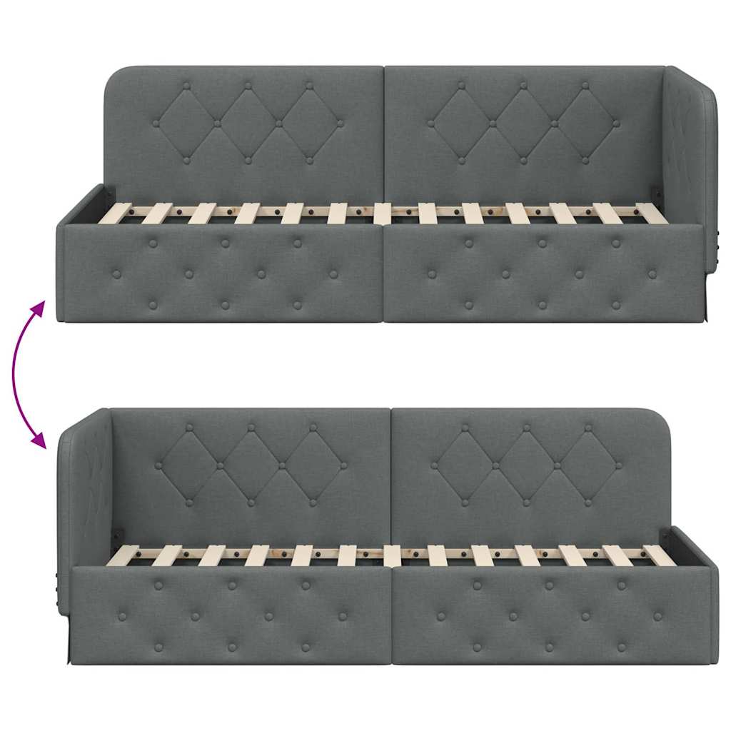 Κρεβάτι Γωνίας Σκούρο Γκρι 80 x 200 cm ύφασμα