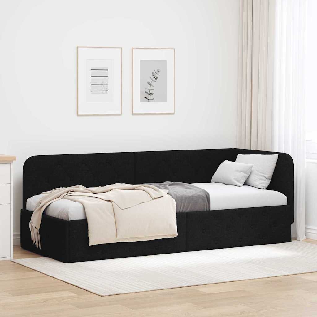 Κρεβάτι Γωνίας Μαύρο 80 x 200 cm ύφασμα
