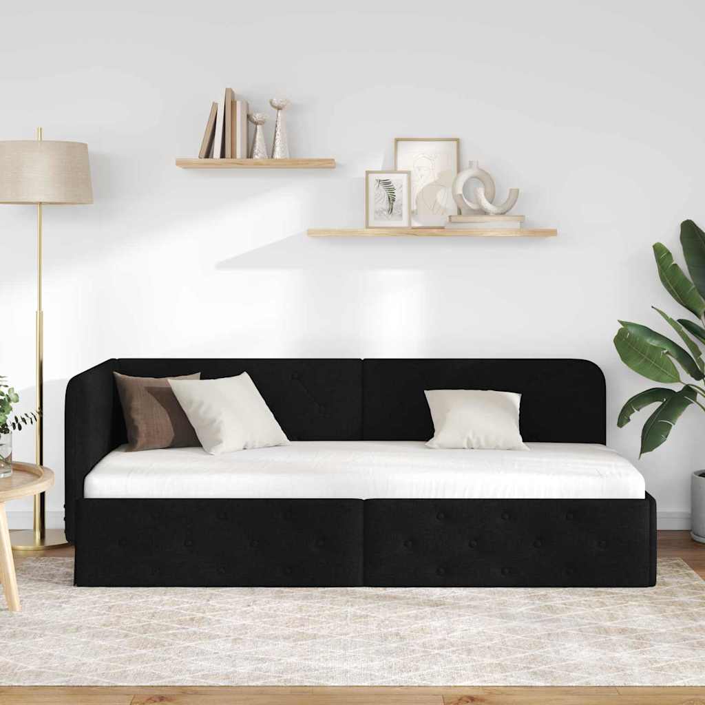 Κρεβάτι Γωνίας Μαύρο 80 x 200 cm ύφασμα