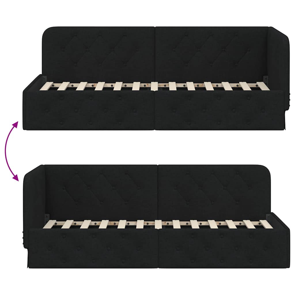 Κρεβάτι Γωνίας Μαύρο 80 x 200 cm ύφασμα