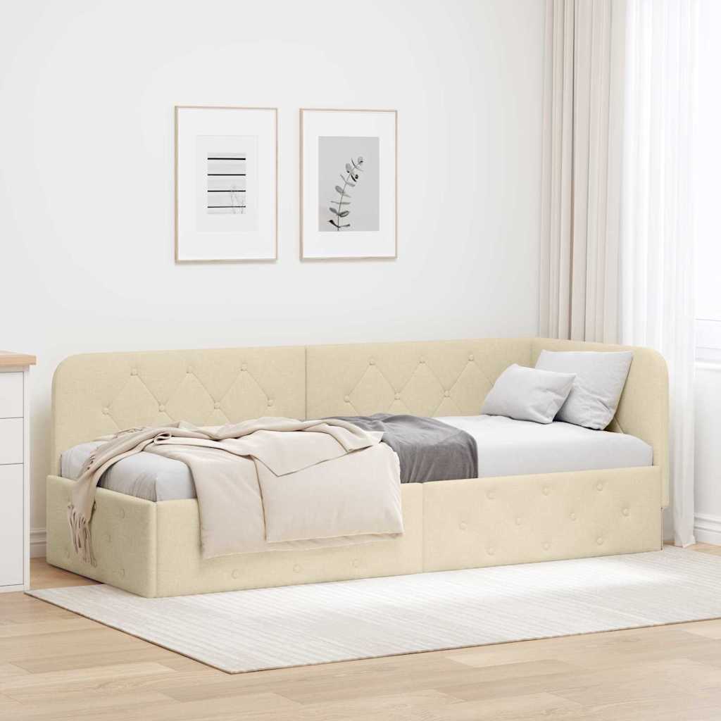 Κρεβάτι Γωνίας Κρεμ 80 x 200 cm ύφασμα