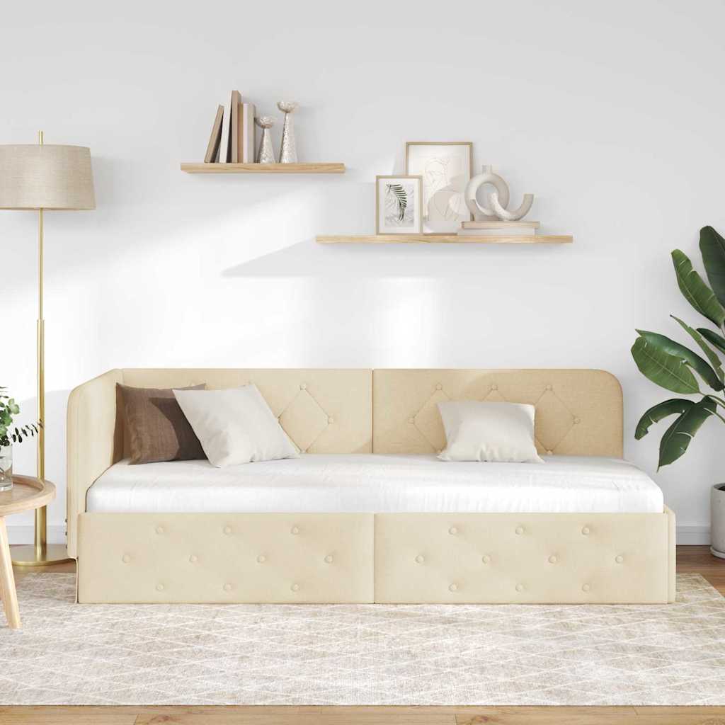 Κρεβάτι Γωνίας Κρεμ 80 x 200 cm ύφασμα