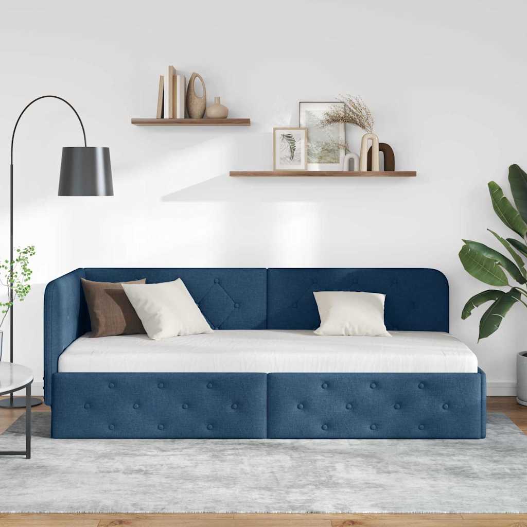Κρεβάτι Γωνίας Μπλε 80 x 200 cm ύφασμα