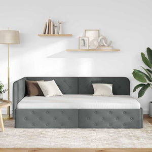 Κρεβάτι Γωνίας Σκούρο Γκρι 90 x 190 cm ύφασμα