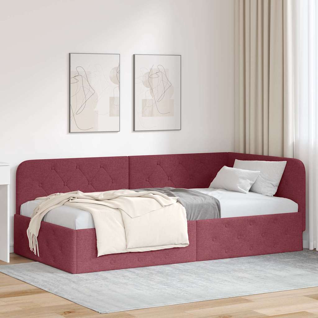 Κρεβάτι Γωνίας Κόκκινο 90 x 190 cm ύφασμα