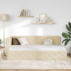 Κρεβάτι Γωνίας Κρεμ 90 x 190 cm ύφασμα