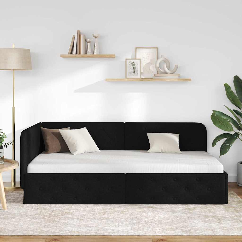Κρεβάτι Γωνίας Μαύρο 90 x 200 cm ύφασμα
